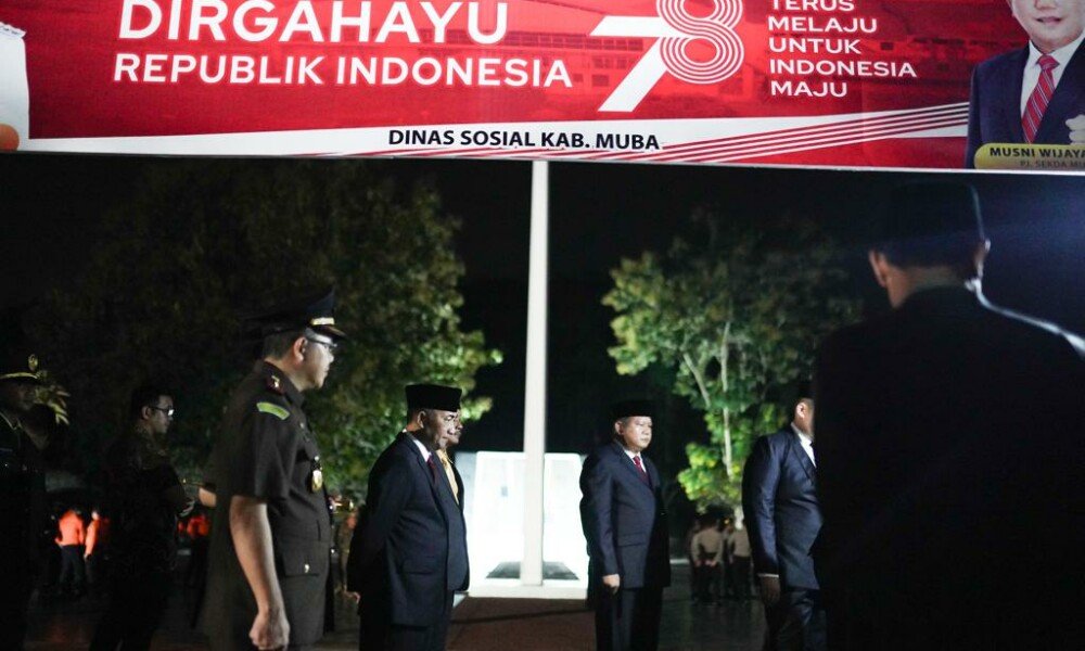 Pj Bupati Bersama Forkopimda Muba Ikuti Apel Kehormatan dan Renungan Suci