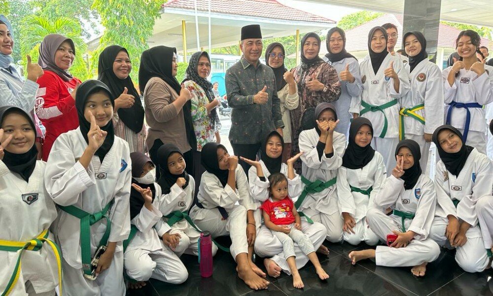 Pj Bupati Apriyadi Beri Semangat Taekwondoin Uji Kenaikan Tingkat untuk 228 Taekwondoin Muba