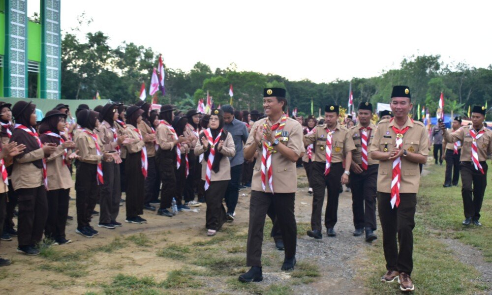Buka Jambore  Pramuka Ranting Lempuing, Pj Bupati OKI Kenang Masa Kecil