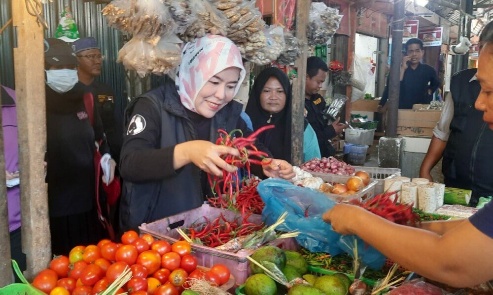 Di Pasar Talang Jambi, Cawako Palembang Fitrianti Ajak Masyarakat Belanja di Pasar Tradisional, Nandriani Gelar Tebus Murah Sembako
