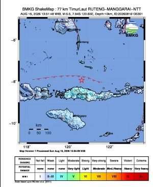 Gempa M5,5 Guncang Manggarai Timur NTT, Tidak Berpotensi Tsunami