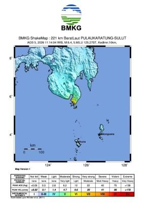 Gempa M6,4 Dekat Filipina Guncang Talaud, Warga Rasakan Getaran hingga 5 Detik