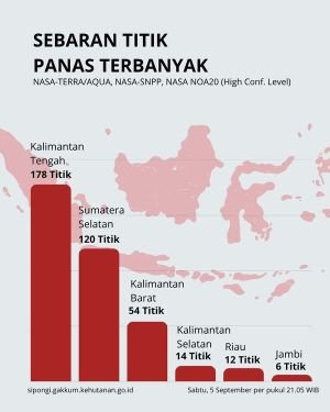 Hotspot Sumsel Anjlok dari 165 Jadi 120, Tapi Masih Tertinggi Kedua di Tengah Karhutla